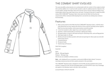 Image of Tru-Spec 1/4 Zip Tactical Response Combat Shirt - Mens, 50/50 Nylon/Cotton Rip-Stop, Olive Drab/Olive Drab, Small, Regular, 2547003