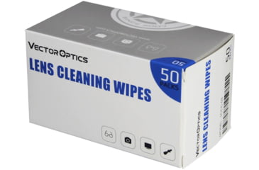 Image of Vector Optics Pre-Moistened Optics Lens Alcohol-Free Cleaning Wipes, 50-Pcs Pack, White, SCCC-03