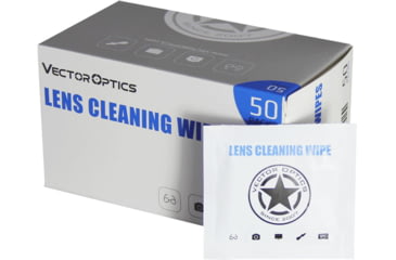 Image of Vector Optics Pre-Moistened Optics Lens Alcohol-Free Cleaning Wipes, 50-Pcs Pack, White, SCCC-03