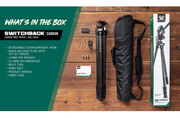 Image of Vortex Switchback Carbon Tripod Kit, Black, 5.75x5.75x32.50, TR-SBC