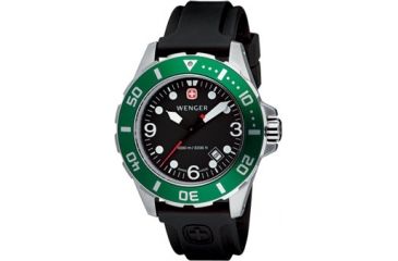 Image of Wenger Aquagraph1000m Men's Black Dial Brown Bezel and Black Rubber Strap
