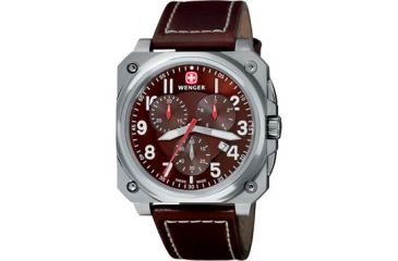 Image of Wenger 77014 Mens Brown Rectangle Dial w/ Brown Leather Strap