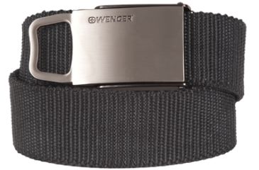 Image of Wenger Mens Quench Nylon Belt with Stainless steel bottle opener buckle, Black 12475