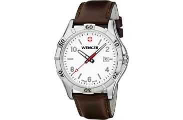 Image of Wenger Platoon White Dial, Brown Leather Strap 0941.101