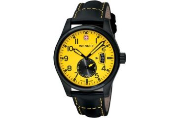 Image of Wenger 72472 Aerograph Vintage Mens Yellow Dial w/ Black Leather Strap