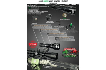 Image of Wicked Hunting Lights A55iC LED Green Night Hunting Light Kit, Black, W2104