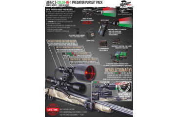 Image of Wicked Hunting Lights A67iC 3-Color-In-1 Predator Pursuit Flashlight Pack, Green/Red/White, W2023