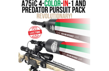 Image of Wicked Hunting Lights A75iC 4-Color-In-1 Predator Pursuit Pack, Green, Red, White, 850nm Infrared, W2084