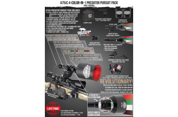 Image of Wicked Hunting Lights A75iC 4-Color-In-1 Predator Pursuit Pack, Green, Red, White, 850nm Infrared, W2084