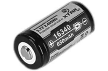 Image of XTAR 16340 Protected Lithium Ion Button Top Battery, Black, XTAR-16340-650MAH