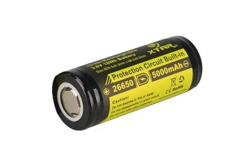 Image of XTAR 26650 5000 mAh 3.6V Protected Lithium Ion Li-ion Flat Top Battery, Black, AB001029