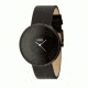 Axcent Hope Round Watch, Black Leather Strap, Black Face, White Hands X5038b-257