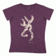 Browning Womens Forest Floor Buckmark S,S Tee-Clasic Fit, Eggplant, Small A000228550102