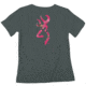 Browning Womens Rt Apc Fuchsia Buckmark S/S Tee-Classic, Charcoal, S BRD020029.097313.S