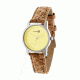 Canopies Wood Watch,33mm,Yellow Dial,Khaki/Tan Leather Band