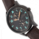 Elevon Turbine Leather-Band Watch, Black/Dark Brown, One Size, ELE116-5