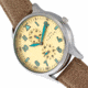 Elevon Turbine Leather-Band Watch, Silver/Tan, One Size, ELE116-3