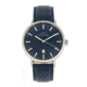 Elevon Vin Leather-Band Watch w/ Date, Silver/Blue, One Size, ELE111-4