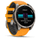 Garmin fenix 8 AMOLED 47mm GPS Watch, Sapphire, Titanium with Spark Orange/Graphite Silicone Band, 010-02904-10