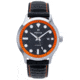 Heritor Automatic Bradford Leather-Band Watch w/Date, Black/Orange, One Size, HERHS1110