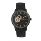 Heritor Automatic Landon Semi-Skeleton Leather-Band Watch, Black, HERHR7706