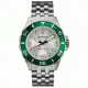 Wenger AquaGraph Deep Diver Watch - Mens Silver Sunray Dial/Green Bezel - Steel Bracelet