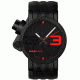 Oakley Transfer Case Quartz Watch, Stealth/Red Dial and Black Rubber Strap w/ Stealth Case 10-033