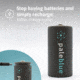 Pale Blue Earth Pale Blue Smart Lithium Ion USB Rechargeable D Batteries 2 Pack, Gray, PB-D-C