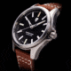 ProTek Titanium Field Watch, Titanium Case/Black Dial/Dark Tan Strap, One Size, PT3001