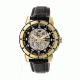 Reign Philippe Automatic Skeleton Dial Leather-Band Watch, Black REIRN4605