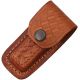 Sheath Folding Knife Sheath, Brown leather w/ embossed basketweave, 3-3.5in closed SH1130