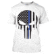 Thin Blue Line Men's T-shirt - Skull , White - TBL-SKULL-WHITE-XXL