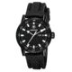 Wenger Mens Commando Day Date XL Swiss Watch w/ PVD case black dial white numerals, black silicone strap 70175