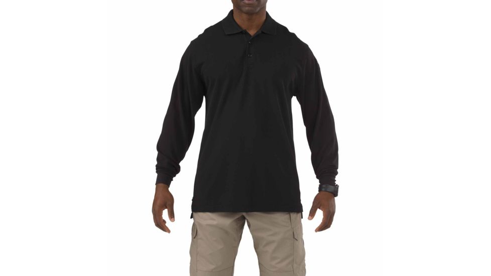 5.11 Tactical Professional Long Sleeve Polo - Men's, Medium, Regular, Black, 42056-019-M
