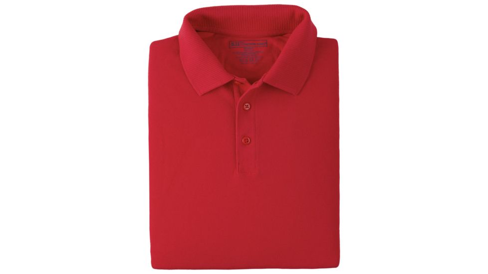 5.11 Tactical Professional Long Sleeve Polo - Men's, Large, Regular, Range Red, 42056-477-L