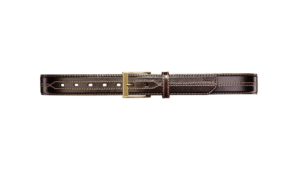 5.11 Tactical Stitch Leather 1 1/2in Belt - Brown w/ Contrast Stitch - M 59502-909-M