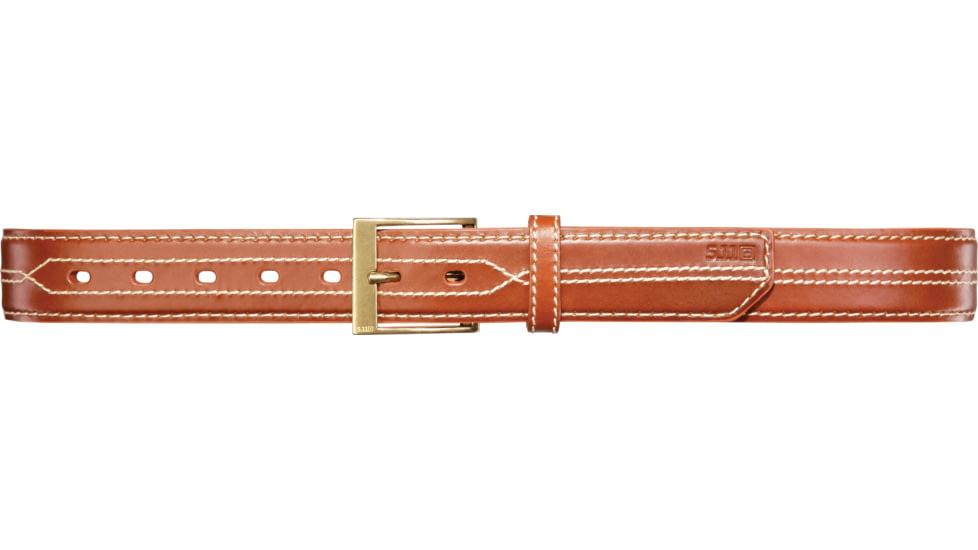 5.11 Tactical Stitch Leather 1 1/2in Belt - Tan Buckskin w/ Contrast Stitch - M 59502-970-M