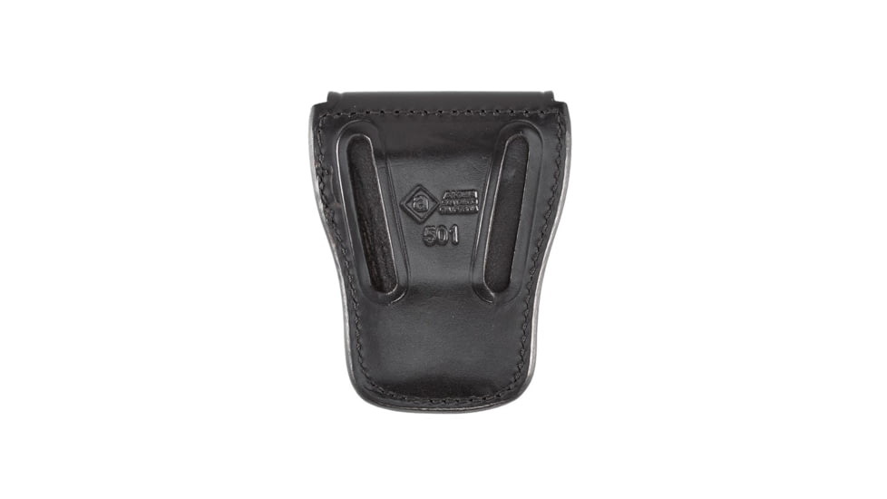 Aker Leather Model 501 Teardrop Shape Handcuff Case, Plain, Black Snap, Black Snap, Small, A501-BP-BK
