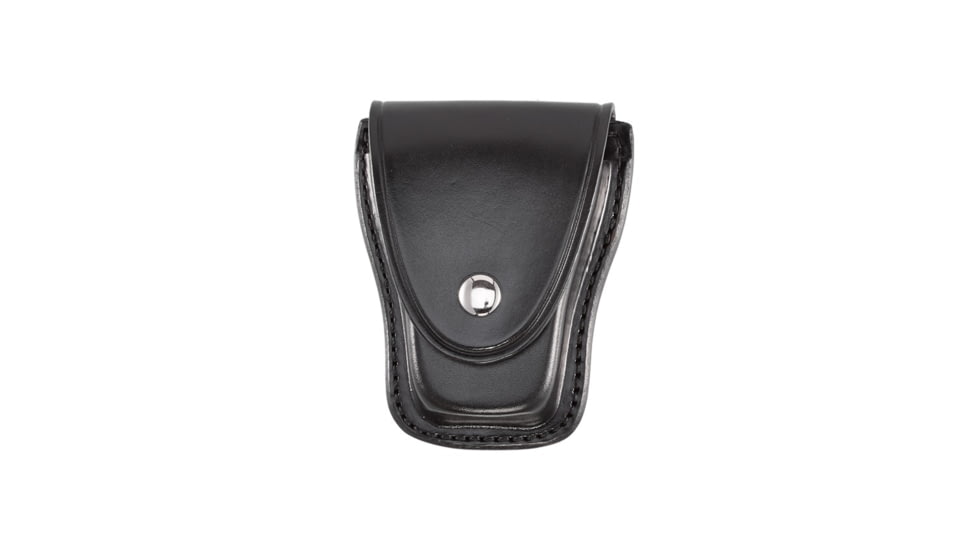 Aker Leather Model 501 Teardrop Shape Handcuff Case, Plain, Black Snap, Black Snap, Small, A501-BP-BK