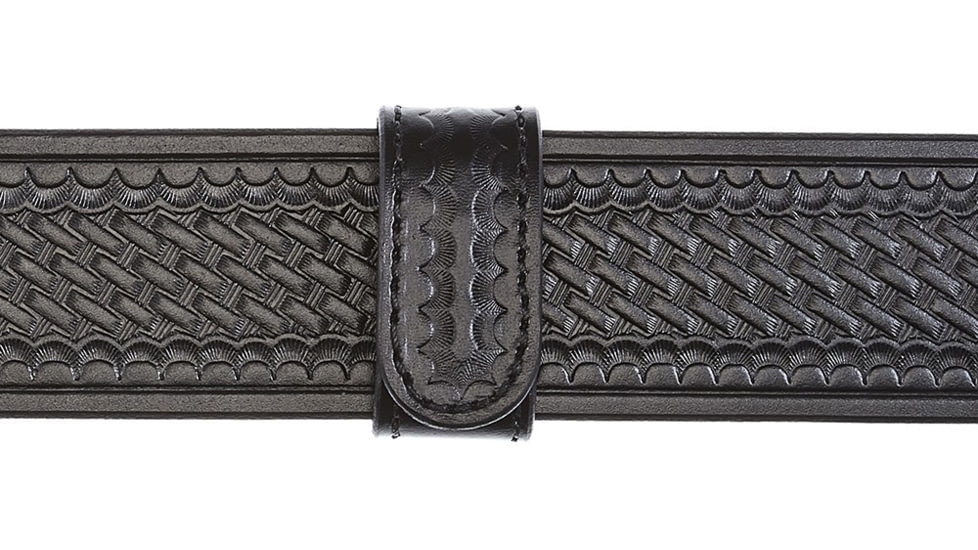 Aker Leather Model 530 Double Snap 1inch Wide Belt Keepers, Chrome Snap, Basketweave, Black, A530-BW-CH