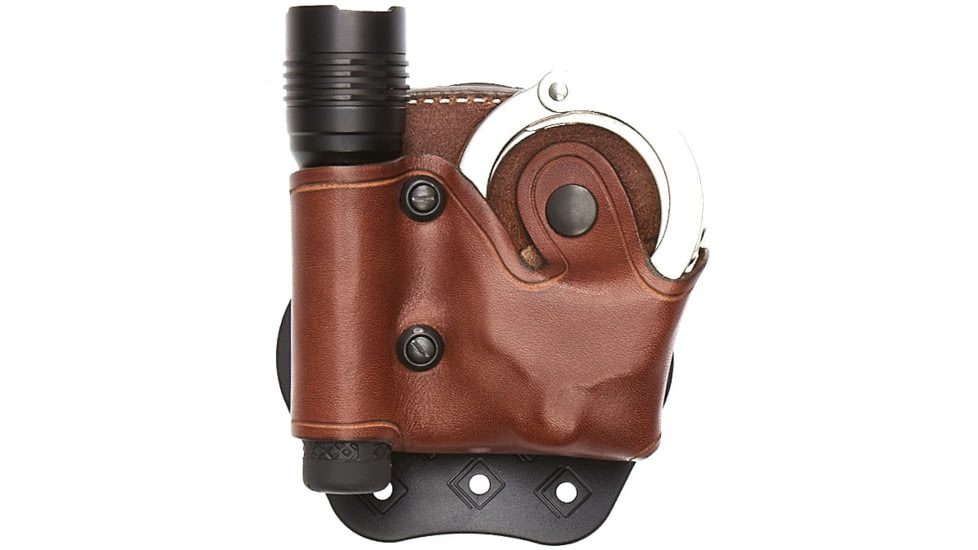 Aker Leather Model 618 D.M.S. Flashlight And Handcuff Cases, Right, Snap, Plain, Tan, A618TPR