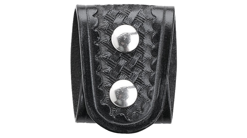 Aker Leather Model 532 Extra Wide Deluxe Belt Keeper, Nickel Snaps, Basketweave, Black, A532-BW