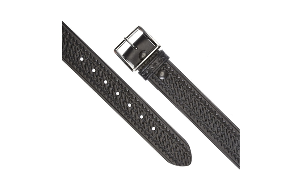 Aker Leather Model B07 1.75inch Garrison Belts, 52 in, Brass Snap, Basketweave, Black, B07-BW-52-BR