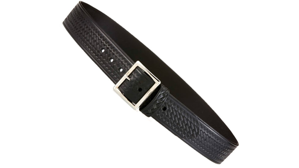 Aker Leather Model B07 1.75inch Garrison Belts, 52 in, Brass Snap, Basketweave, Black, B07-BW-52-BR