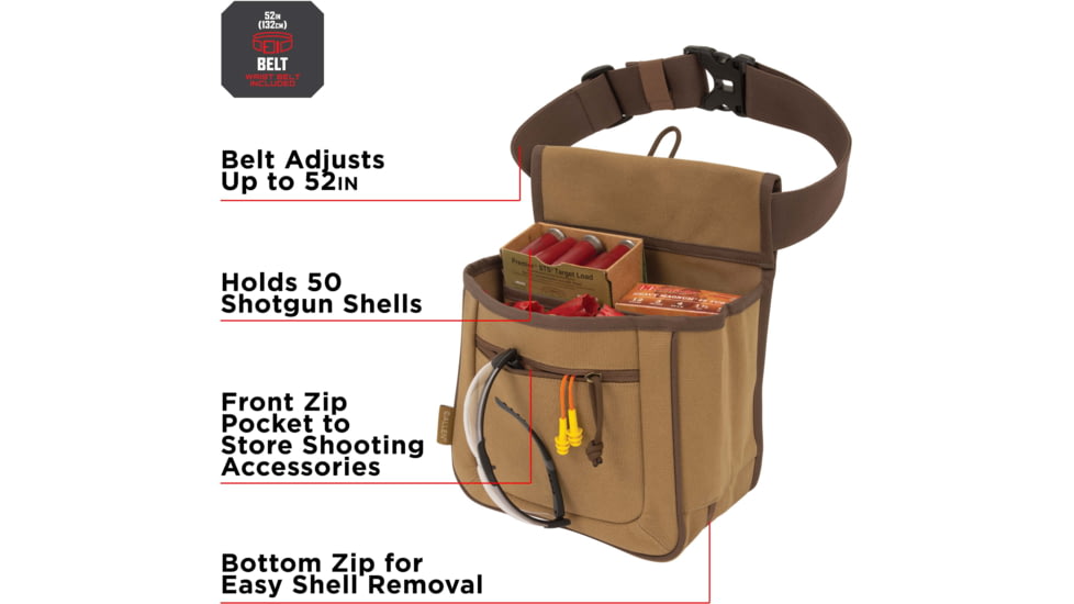 Allen Rival Shell Bag, 52in Waist Belt, Caramel Brown, Double Compartment, 8332