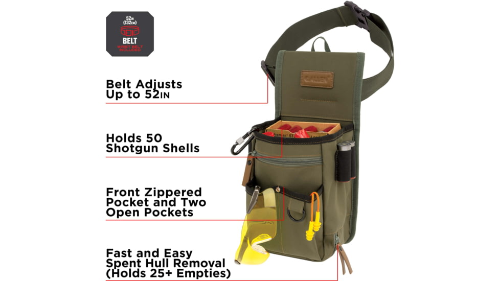 Allen Triumph Rip-Stop Shell Bag, 52in Waist Belt, Olive Green, Double Compartment, 8328