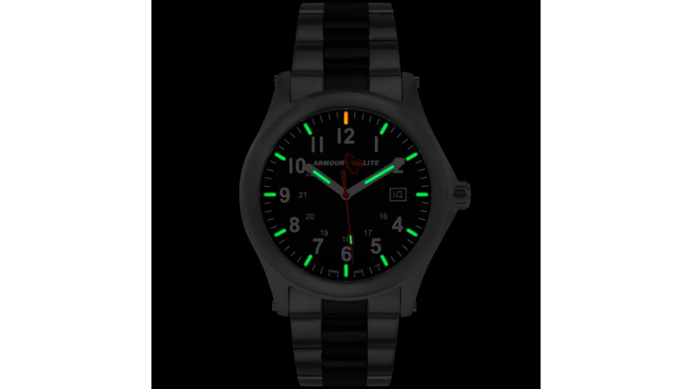 Armourlite Field Series AL101-BLK Swiss Made Tritium Illuminated Watch with Shatterproof Armourglass, Raw Steel Case, Black Dial, 42mm, AL101-BLK