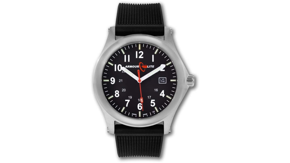 Armourlite Field Series AL131 Swiss Made Tritium Illuminated Watch with Shatterproof Armourglass, Raw Steel Case, Black Dial, 42mm, AL131