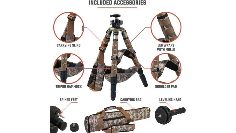 Athlon Optics Midas CF29 29mm Tube Carbon Fiber Tripod, Black/Tan, 706008