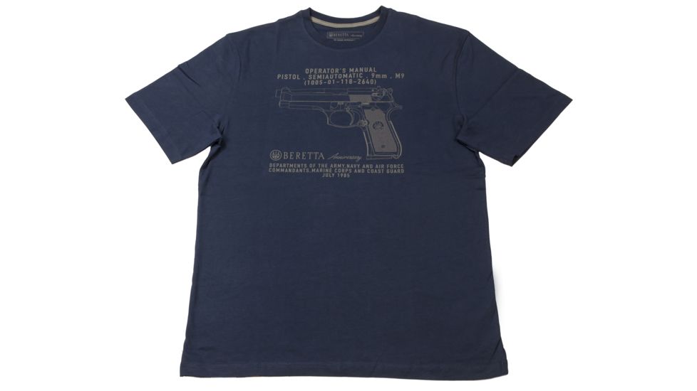 Beretta Anniversary Pistol T-Shirt,Eclipse Blue, TS421T09620504